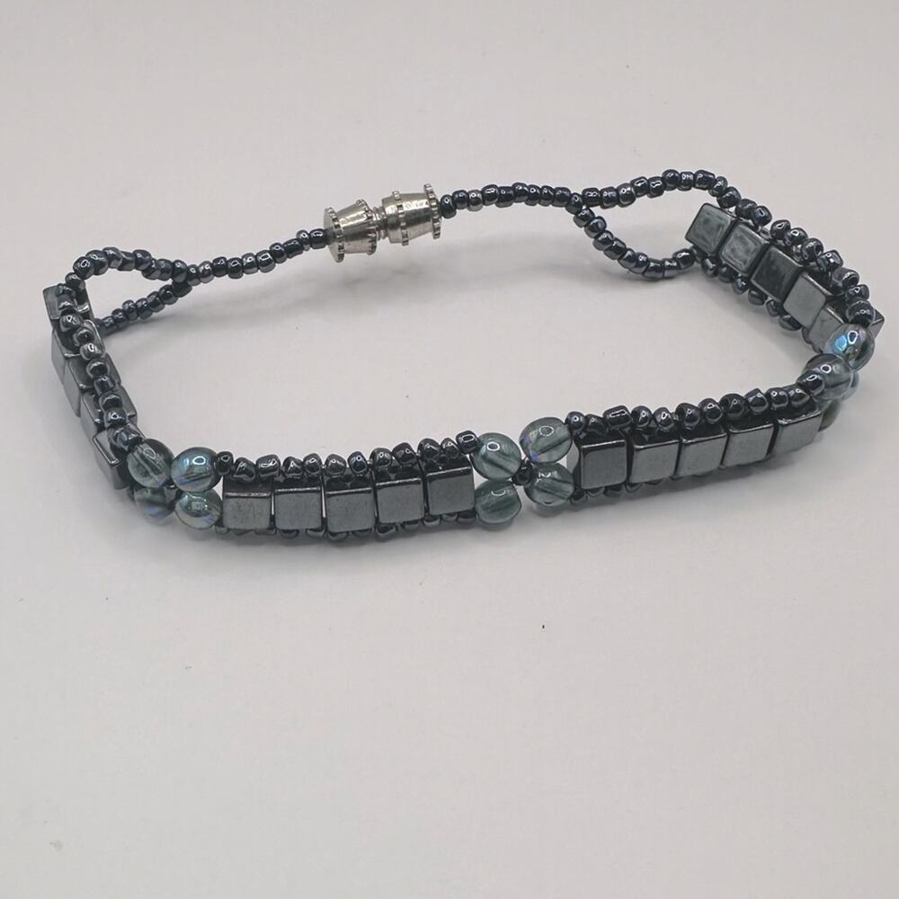 Beaded Grey Black Reflective Mirror Effect Square Round Beads Boho Bohemian